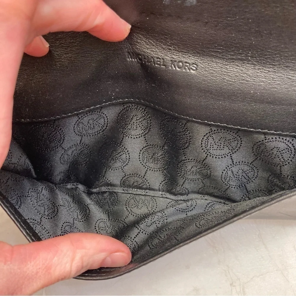 Michael Kors black leather clutch wallet